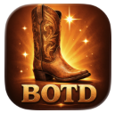 BootOfTheDay app icon — western boot with BOTD lettering